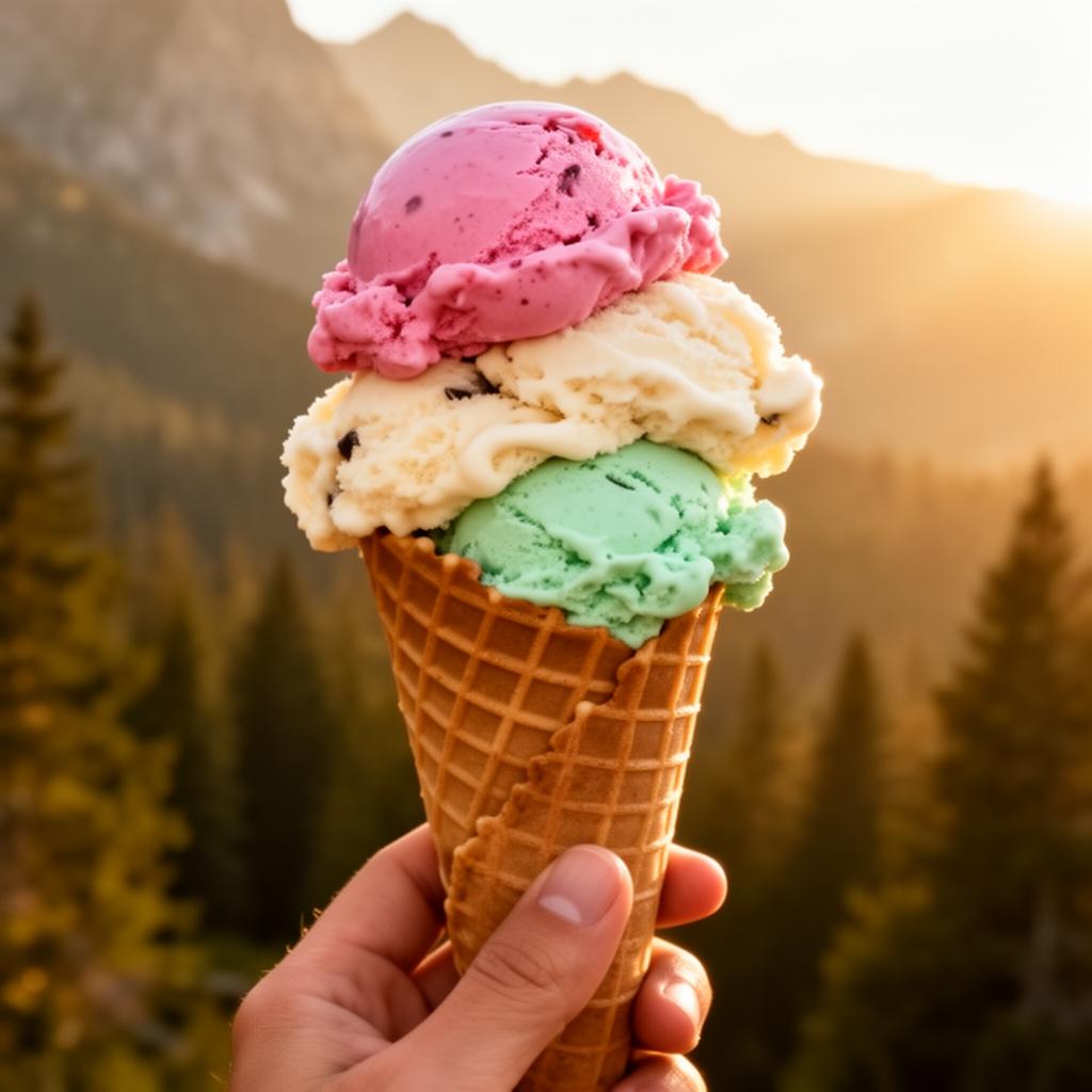 Hand-scooped triple-scoop waffle cone from Mount Molson Dairy Bar